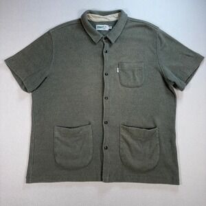 Wellen Terry‎ Towel Snap Shirt Men's 2XL Tobala Green Pockets Huckberry Resort